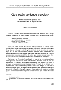 «Que están vertiendo claveles» Notas sobre el aprecio por