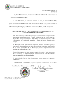 Plan de eficiencia y autosuficiencia energética de la Universidad de Puerto Rico 2015