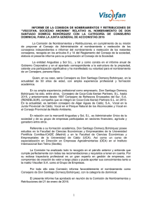 Informe de la Comisión de nombramientos y retribuciones relativo al nombramiento del Sr. Domecq como Consejero