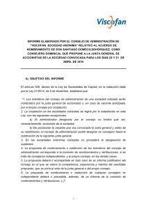 Informe de los Administradores relativo a la propuesta de nombramiento del Sr. Domecq