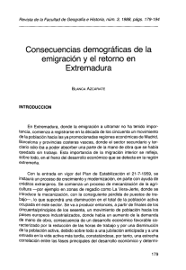 Consecuencias demográficas de la emigración y el retorno en Extremadura