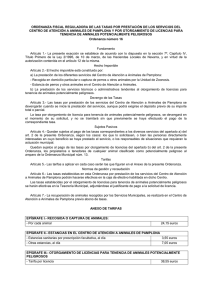 Ordenanza 16 . Prestación de servicios del centro de atención a animales de Pamplona y otorgamiento de licencias para tenencia de animales potencialmente peligrosos.(pdf, 63.4 Kb)