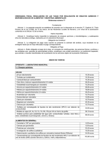 Ordenanza 17 . Relación de ensayos químicos y microbiológicos de alimentos y muestras ambientales. (pdf, 71.78 Kb)