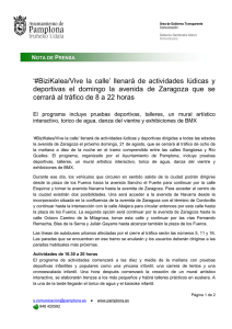 #BiziKalea/Vive la calle llenará de actividades lúdicas y deportivas el domingo la avenida de Zaragoza que se cerrará al tráfico de 8 a 22 horas (142.91 Kb)