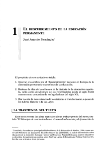 1 E L DESCUBRIMIENTO DE LA EDUCACIÓN PERMANENTE José Antonio Fernández'