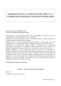 Convenio relativo a la protecci n del ni o y a la cooperaci n en materia de adopci n internacional