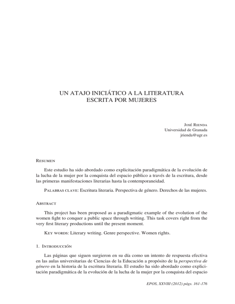UN ATAJO INICI TICO A LA LITERATURA ESCRITA POR MUJERES