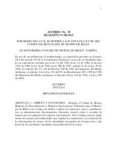Descargars la política Código de rentas del municipio de Belén Nariño Tipo de archivo: pdf Tamaño: 457.7 kB
