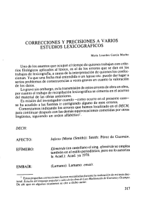 CORRECCIONES Y PRECISIONES A VARIOS ESTUDIOS LEXICOGRÁFICOS