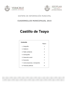 Castillo de Teayo SISTEMA DE INFORMACIÓN MUNICIPAL CUADERNILLOS MUNICIPALES, 2015