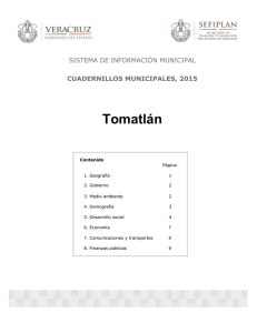 Tomatlán SISTEMA DE INFORMACIÓN MUNICIPAL CUADERNILLOS MUNICIPALES, 2015