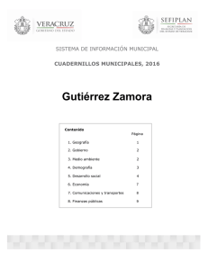 Gutiérrez Zamora SISTEMA DE INFORMACIÓN MUNICIPAL CUADERNILLOS MUNICIPALES, 2016