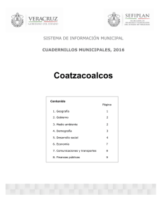 Coatzacoalcos SISTEMA DE INFORMACIÓN MUNICIPAL CUADERNILLOS MUNICIPALES, 2016