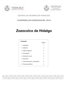 Zozocolco de Hidalgo SISTEMA DE INFORMACIÓN MUNICIPAL CUADERNILLOS MUNICIPALES, 2016