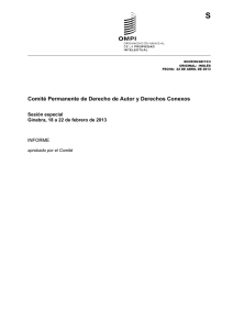 S Comité Permanente de Derecho de Autor y Derechos Conexos Sesión especial