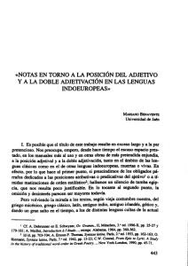 «NOTAS EN TORNO A LA POSICIÓN DEL ADJETIVO INDOEUROPEAS»