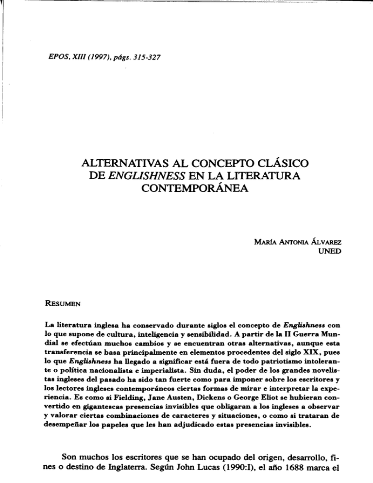 ALTERNATIVAS AL CONCEPTO CL SICO ENGUSHNESS CONTEMPOR NEA