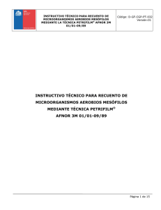 microorganismos aerobios mesófilos mediante técnica Petrifilm® Afnor 3M 01/01-09/89