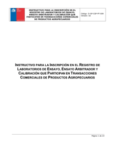Instructivo para la inscripción en el registro de laboratorios de ensayo, ensayo arbitrador y calibración que participan en transacciones comerciales de productos agropecuarios