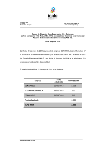 Estado de situación del Cupo de Exportación Colombia 2014- al 22-05-2014