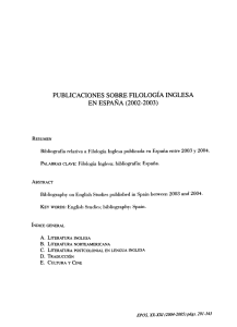 PUBLICACIONES SOBRE FILOLOGÍA INGLESA EN ESPAÑA (2002-2003)