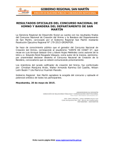 Resultados Oficiales del Concurso Nacional para el Himno y Bandera del Departamento de San Martín (2015-05-20)