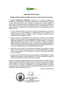 COMUNICADO 002-2012-CIAM: Respaldo al Gobierno Regional de Madre de Dios en su lucha contra la minería ilegal (2012-03-15)