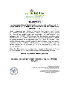 El CCR San Martín FELICITA al Presidente del Gobierno Regional San Martín y Presidente del CCR - SM (2012-02-23)
