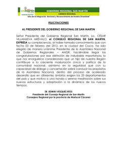 Felicitaciones al Presidente Regional de San Martín (2012-02-20)