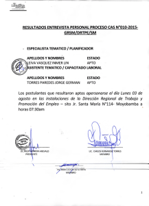 RESULTADOS ENTREVISTA PERSONAL PROCESO CAS  N°010-2015- GRSM/DRTPE/SM Moyobamba  a