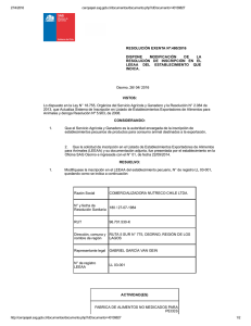 Dispone modificación de la resolución de inscripción en el LEEAA del establecimiento que indica (Comercializadora NUTRECO Chile Ltda. (LL 03­-001)
