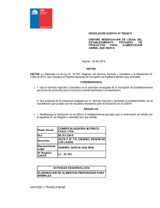 Dispone modificación de LEEAA del establecimiento pecuario de productos para alimentación animal que indica (Comercializadora NUTRECO Chile Ltda., LL 03-001)