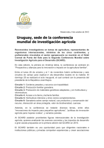 Uruguay, sede de la conferencia mundial de investigación agrícola