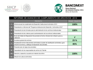 100% INFORME DE AVANCES DE CUMPLIMIENTO DE ARCHIVOS  2014 PRIMER TRIMESTRE 1