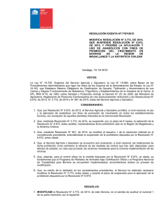 Modifica Resolución Nº 3.772, de 2014, que suspende Resolución Nº 6.972, de 2013, y prohíbe la aplicación y uso de anabólicos con fines de promoción del crecimiento en bovinos de la Región de Magallanes y la Antártica Chilena -CADUCADA-