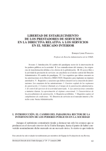 LIBERTAD DE ESTABLECIMIENTO DE LOS PRESTADORES DE SERVICIOS EN EL MERCADO INTERIOR