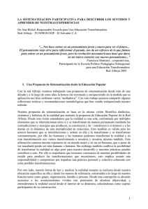 LA SISTEMATIZACION PARTICIPATIVA PARA DESCUBRIR LOS SENTIDOS Y