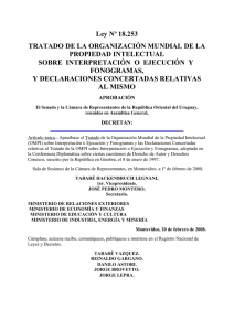 Ley Nº 18.253 TRATADO DE LA ORGANIZACIÓN MUNDIAL DE LA PROPIEDAD INTELECTUAL