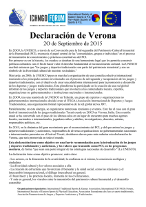 ITSGA: DeclaraciÃ³n de Verona sobre a incorporaciÃ³n do patrimonio lÃºdico aos sistemas educativos