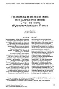 Procedencia de los restos líticos en el Auriñaciense antiguo (C4b1)delsturitz (Pyrénées-Atlantiques, Francia