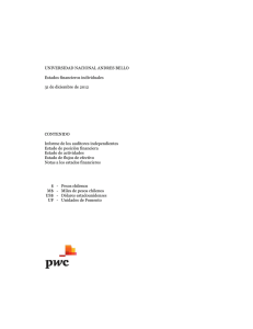 UNIVERSIDAD NACIONAL ANDRES BELLO Estados financieros individuales 31 de diciembre de 2012 CONTENIDO