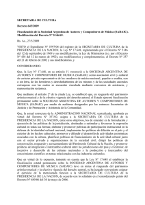 SECRETARIA DE CULTURA Decreto 645/2009