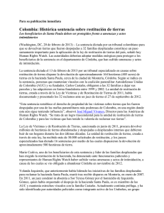 Ver comunicado de Human Rights Watch sobre la sentencia del Tribunal Superior del Distrito Judicial de Antioquia
