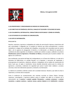 La carta a los dueños y directivos de los medios de comunicación de los periodistas mexicanos