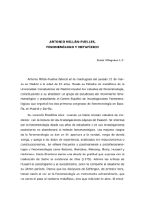 ANTONIO MILLÁN-PUELLES, FENOMENÓLOGO Y METAFÍSICO