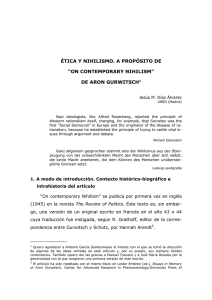 ÉTICA Y NIHILISMO. A PROPÓSITO DE “ON CONTEMPORARY NIHILISM” DE ARON GURWITSCH