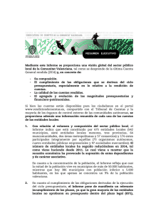 Resumen ejecutivo del Informe de fiscalizaciÃ³n de la Cuenta General de las entidades locales. Ejercicio 2014