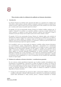 Nota tÃ©cnica del ICJCE sobre la evidencia de auditorÃ­a en formato electrÃ³nico