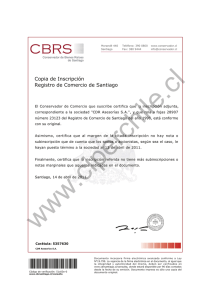 Copia de Inscripción Registro de Comercio de Santiago