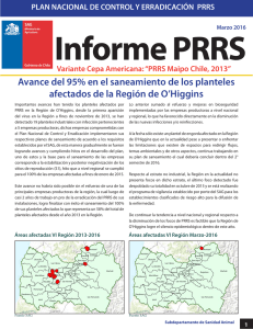 Actualización PRRS. Informe a marzo, 2016